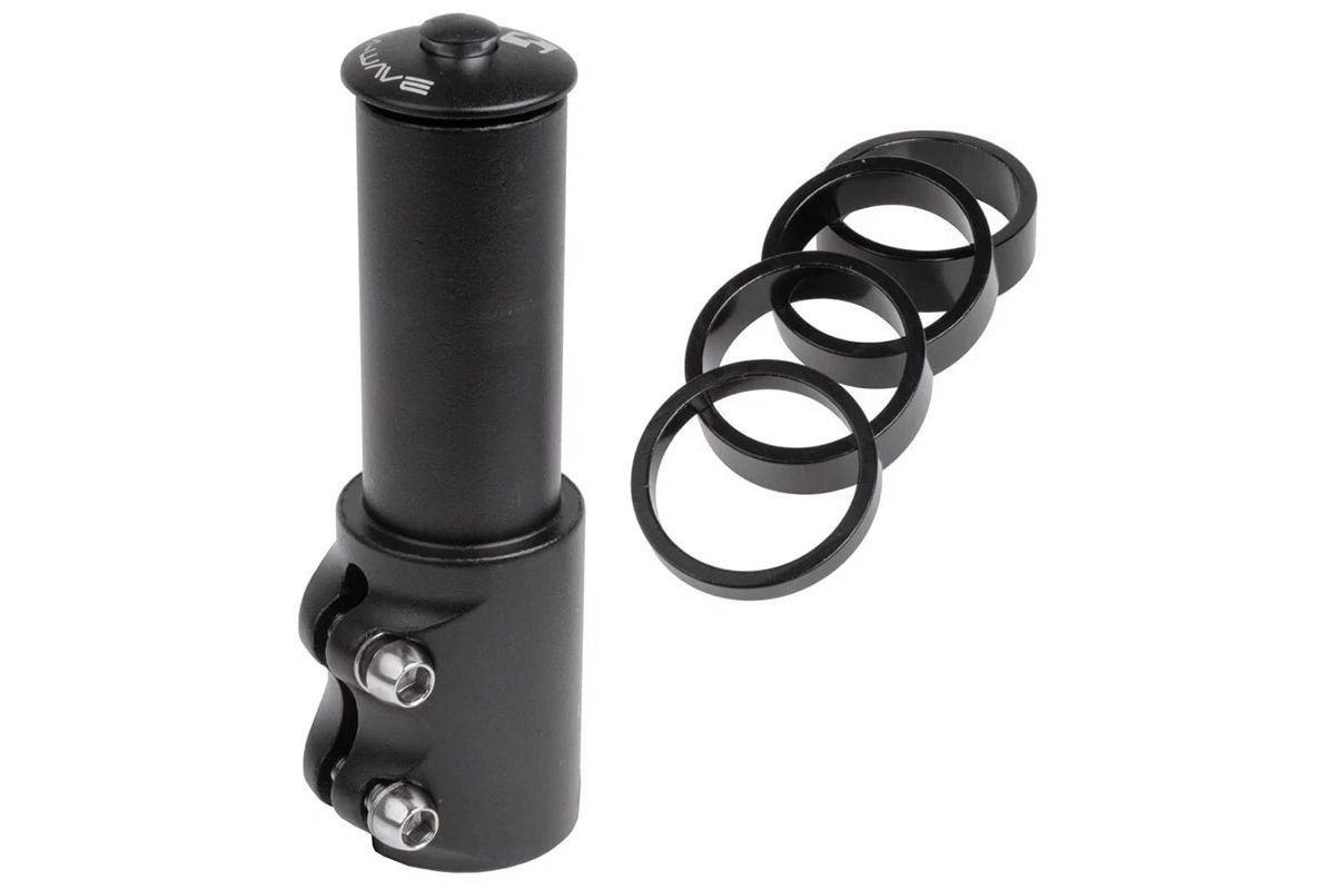 Удлинитель штока вилки выдвижной SH-01 для безрезьбовой рул. колонки 1-1/8"x124x138 мм, алюм. Чёрный