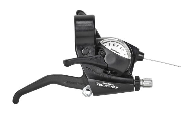 Шифтер/ручка тормоза SHIMANO ST-EF500-7R,правая,7-передач,трос 2000мм,черный