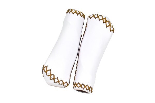 Грипсы MTB HL-GB310 135mm, эргономические, резина\кожзам, белые